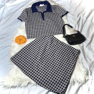 SOLD Navy Plaid Skirt + Top Set